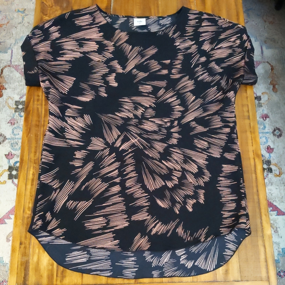 CABI Tate Blouse Tunic Top Black Pink 3433 Size XS